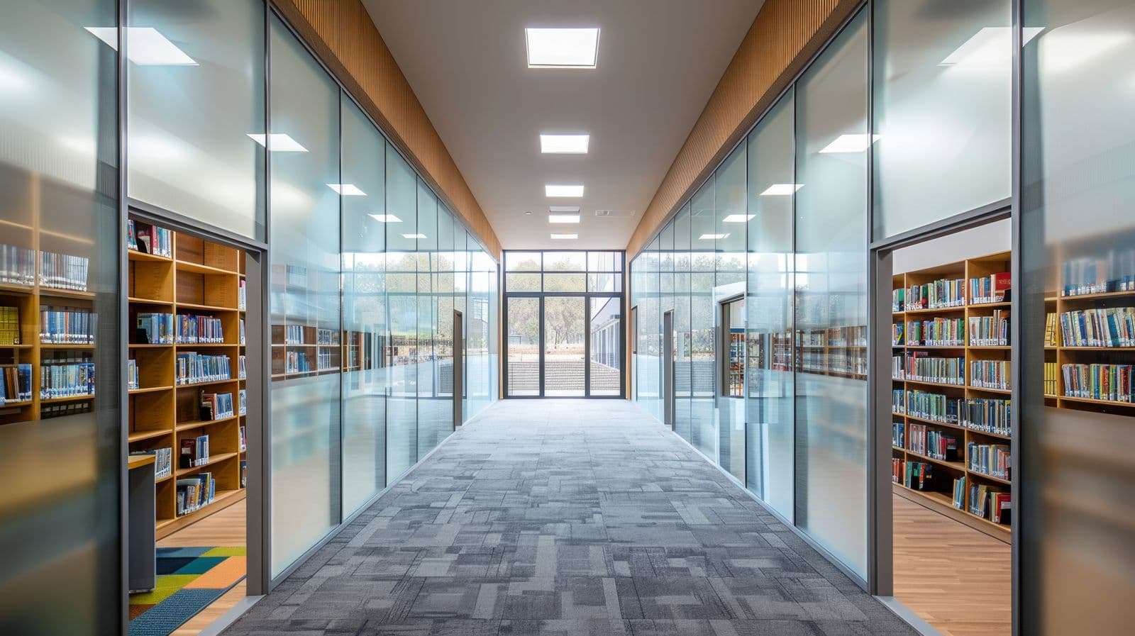 Modern research library representing Landmark Logix's institutional advisory work