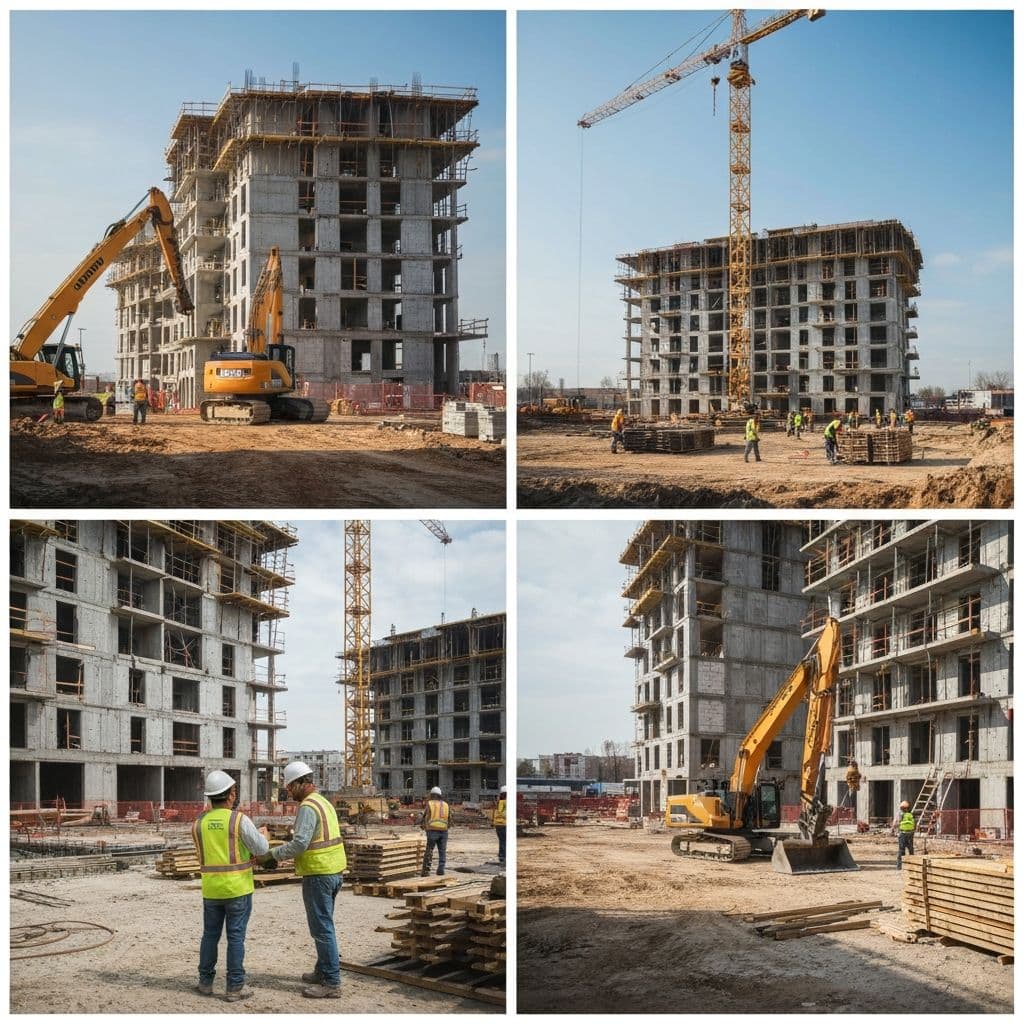 Construction site with workers